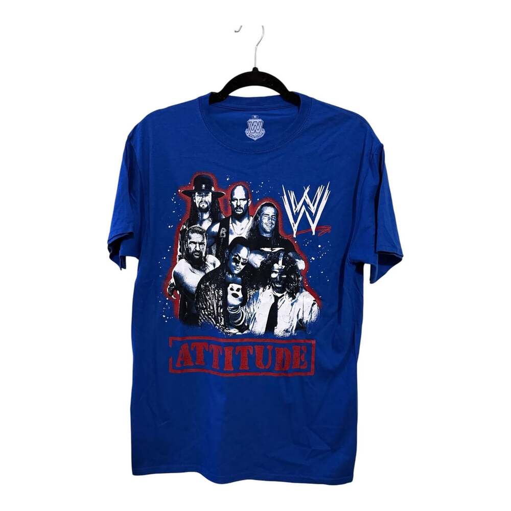 Size Medium Blue WWE Legends ‘Attitude’ Era Superstars Collage Graphic T-Shirt - Picture 2 of 3